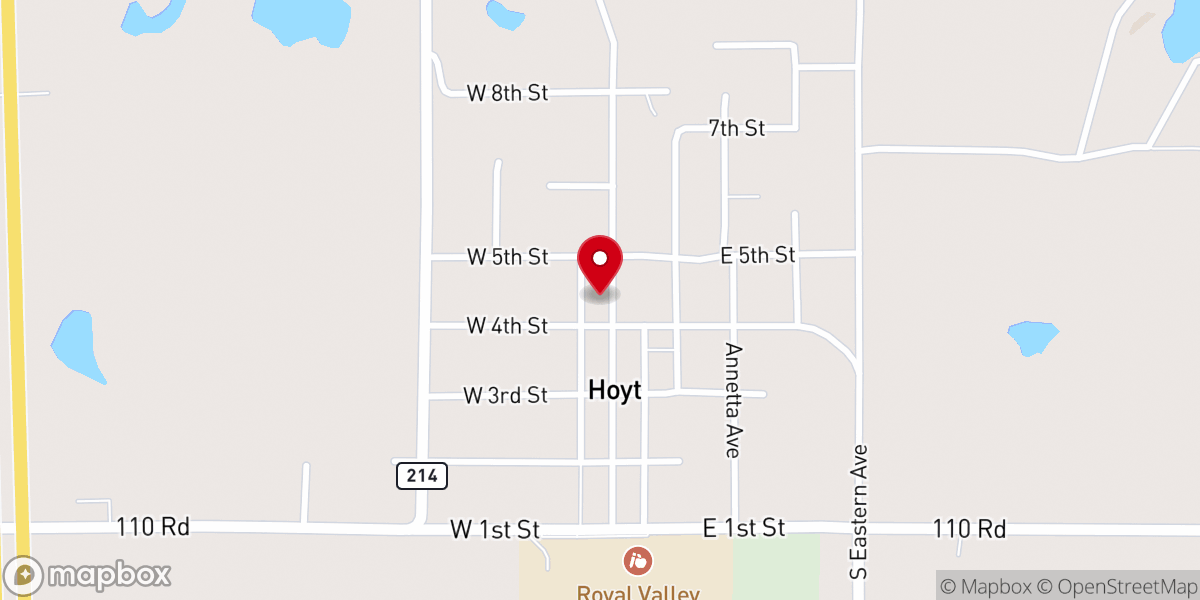 Map showing location of Hoyt United Methodist Church