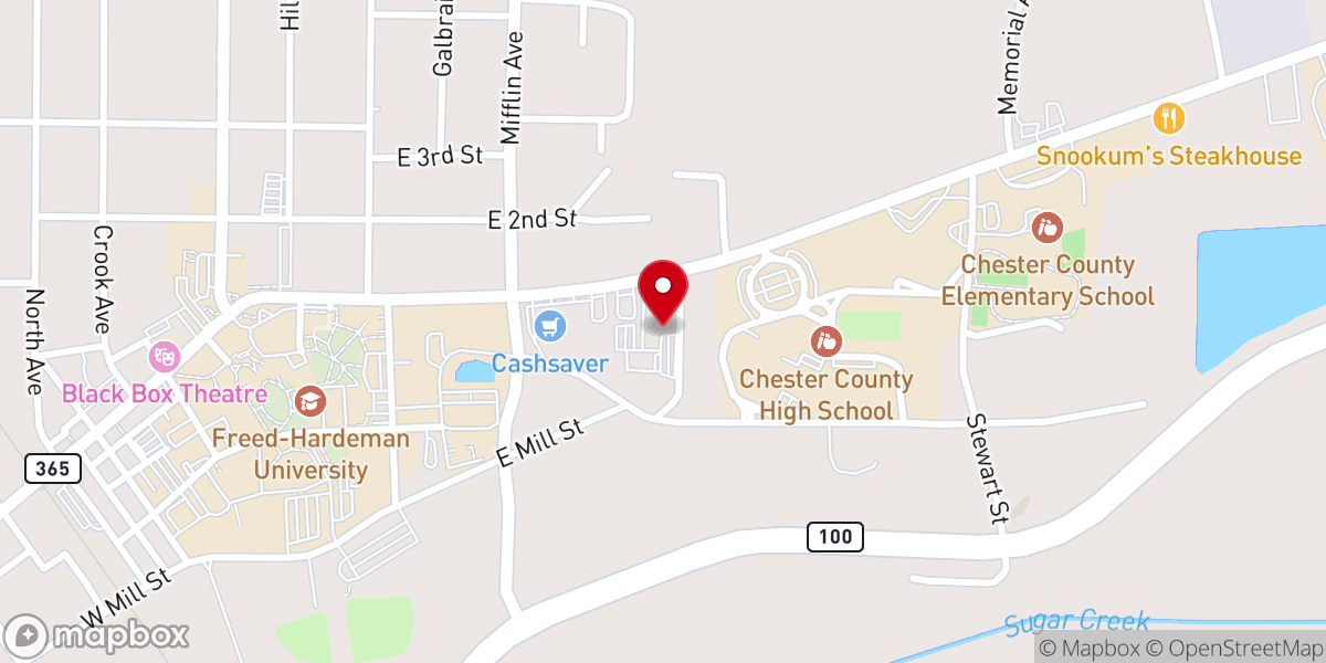 Map showing location of Henderson First Baptist Church