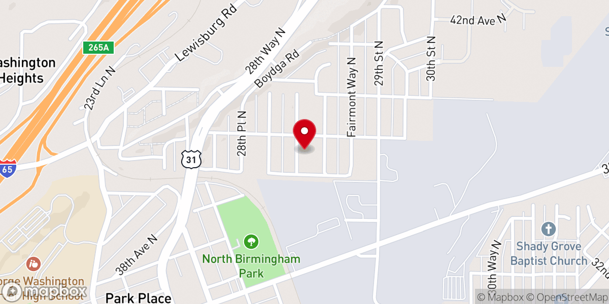 Map showing location of Apostolic Faith Church