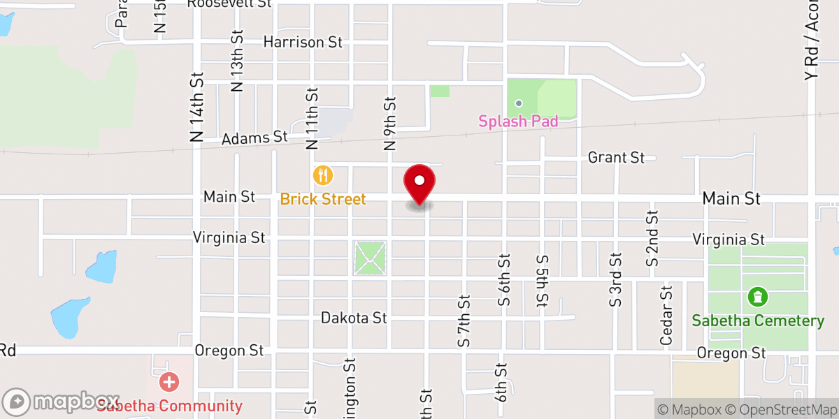 Map showing location of Sabetha Chamber of Commerce