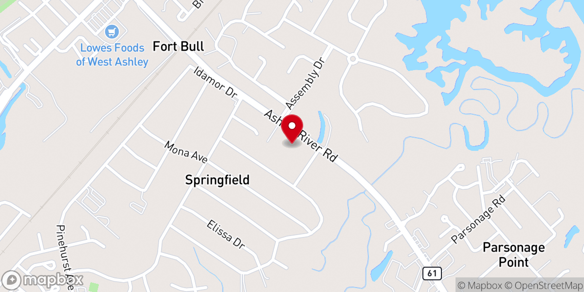 Map showing location of Springfield Baptist Church
