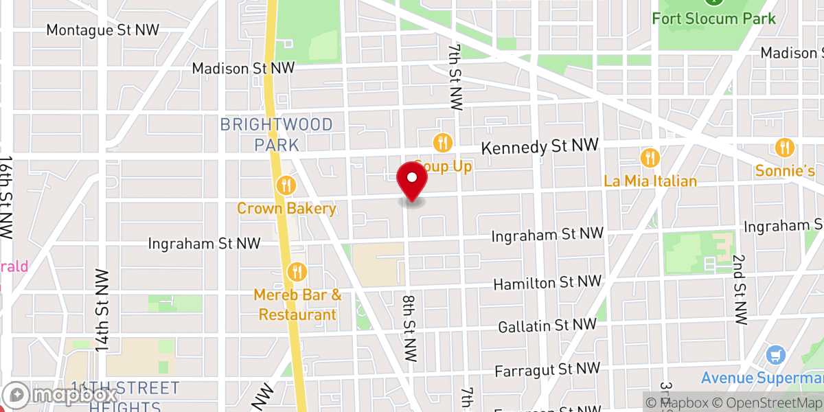 Map showing location of Brightwood Park United Methodist Church