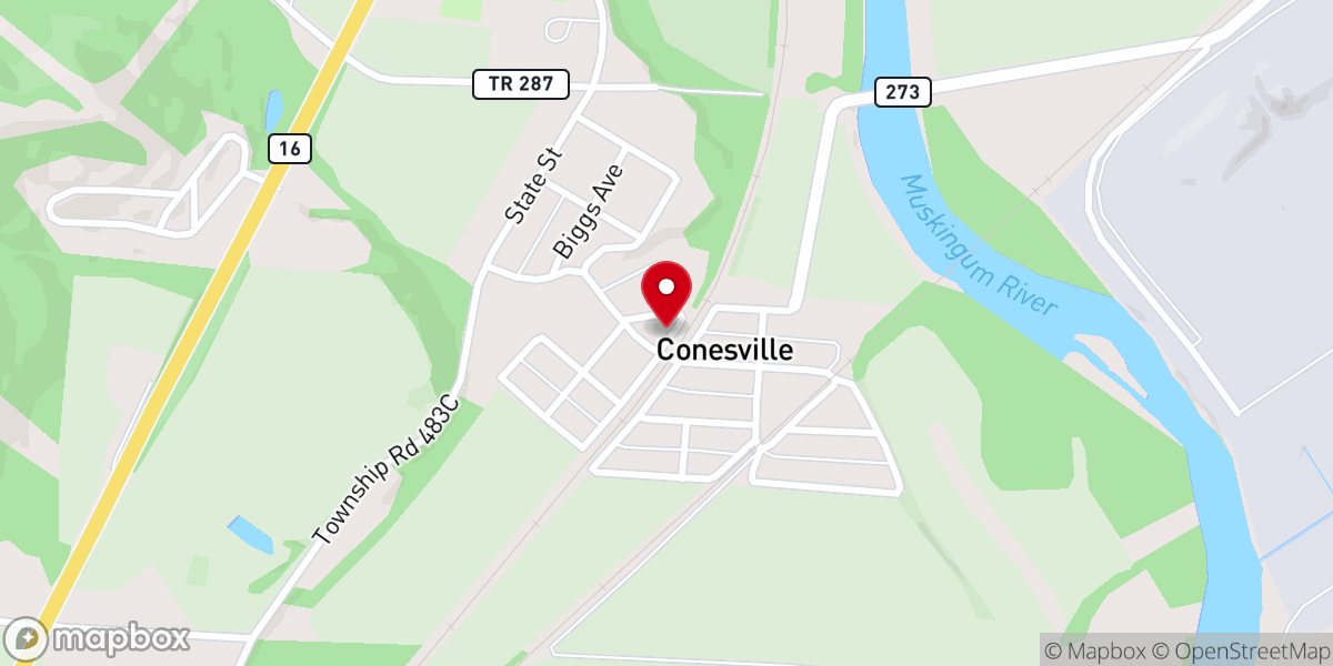 Map showing location of Conesville