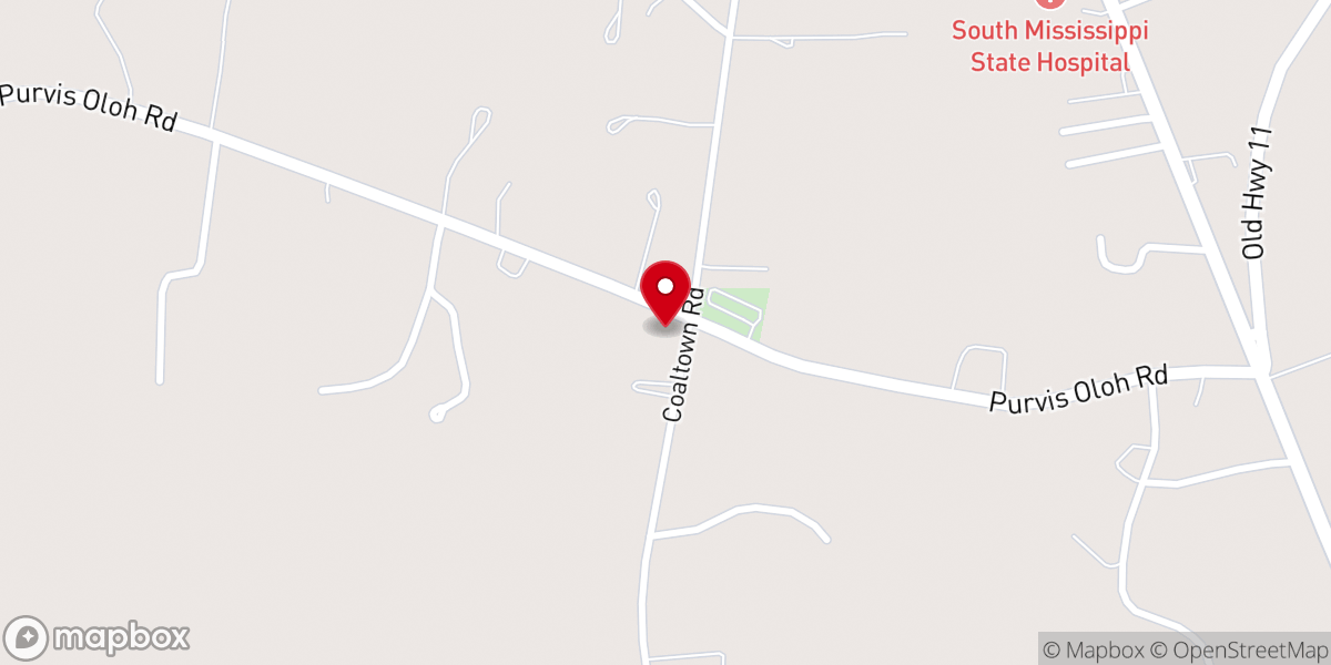 Map showing location of Coal Town Baptist Church