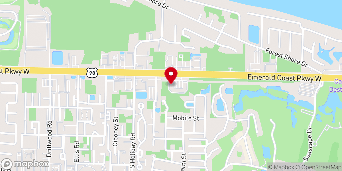 Map showing location of Emerald Coast Baptist Church