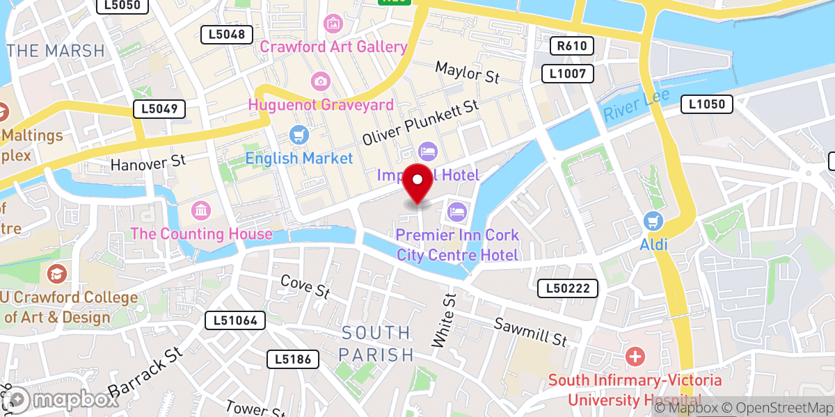 Map showing location of Cork Gospel Hall