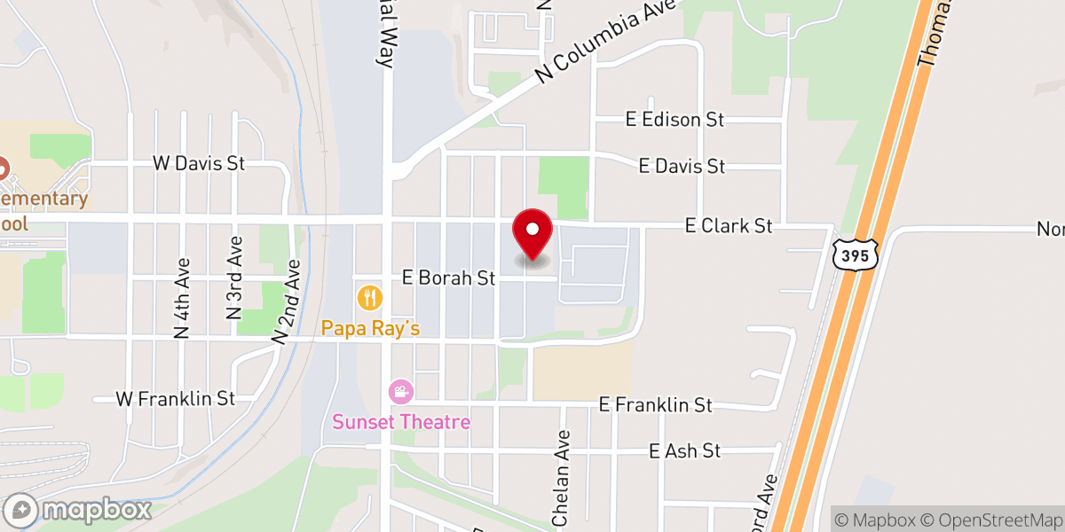 Map showing location of Bethany Baptist Church of Connell