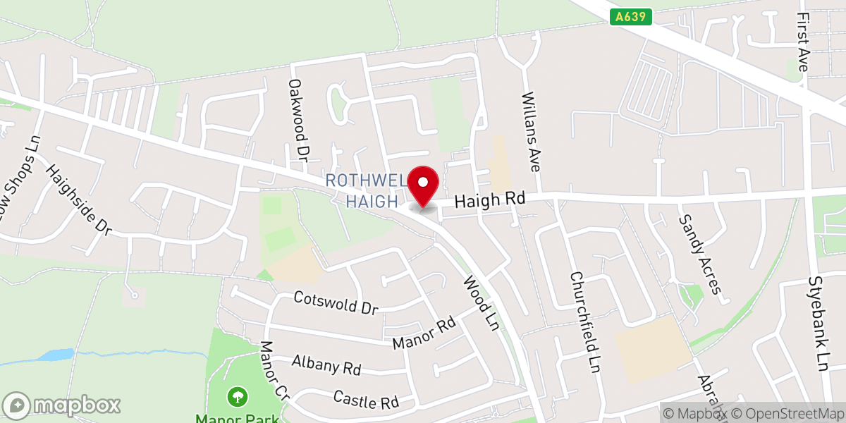 Map showing location of Rothwell Baptist Church