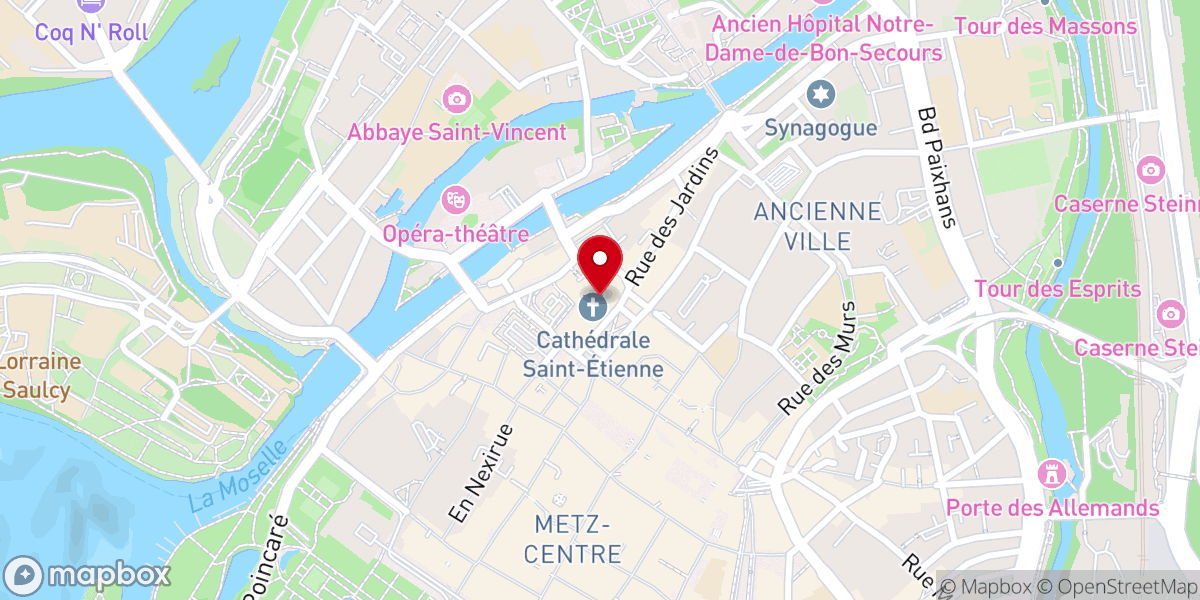 Map showing location of Cathédrale Saint-Etienne de Metz