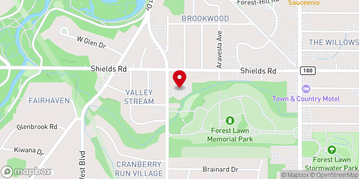 Map showing location of Rush Church
