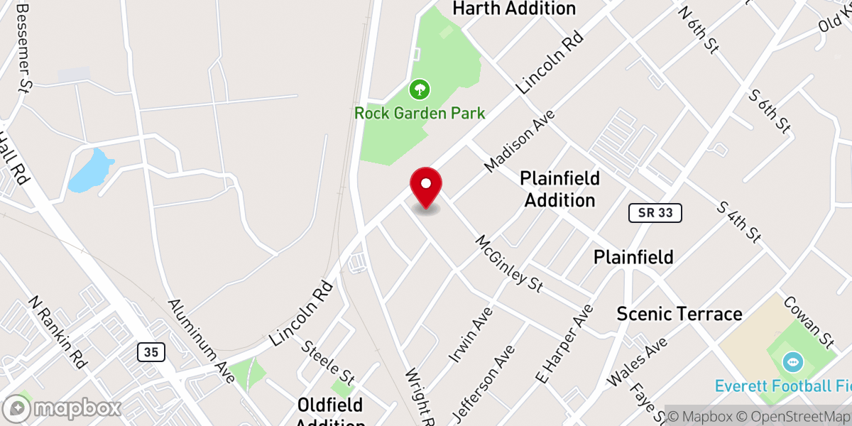 Map showing location of Maryville Pilgrim Holiness Church