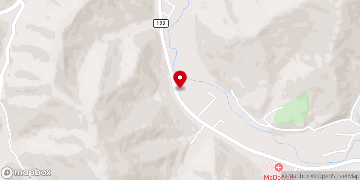 Map showing location of Cross Ridge Baptist Church