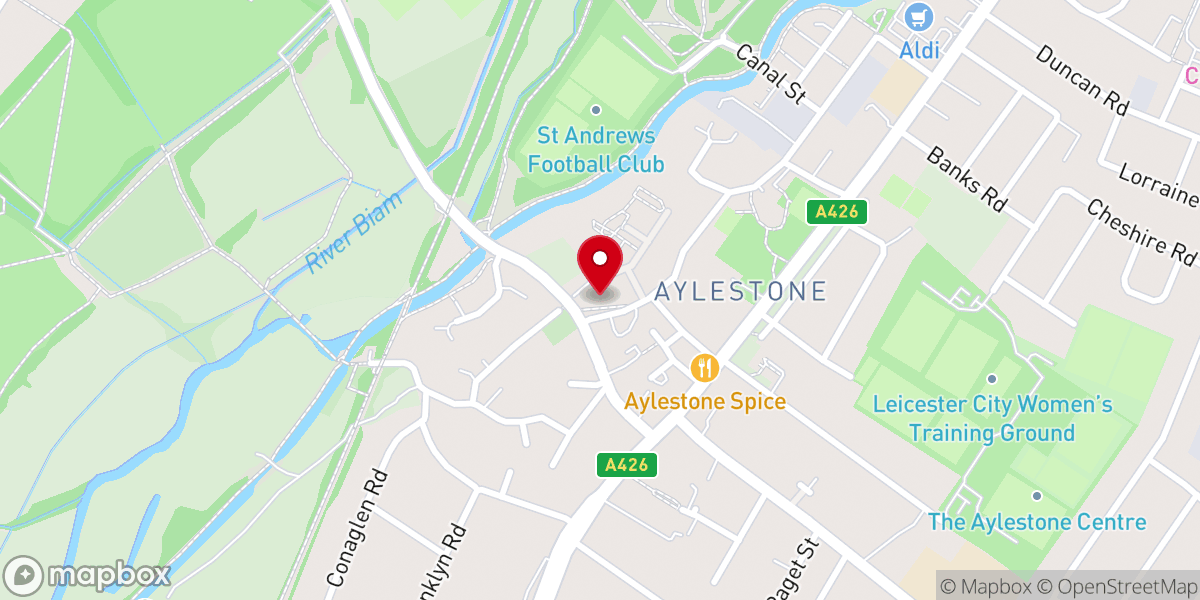 Map showing location of St Andrew's Church
