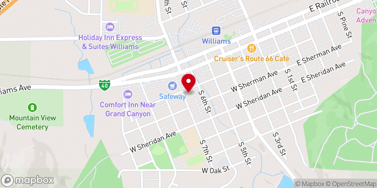 Map showing location of First Baptist Church of Williams AZ Inc