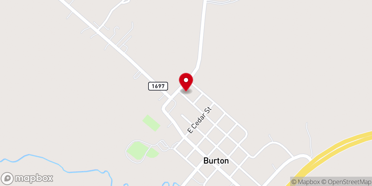 Map showing location of First Baptist Church Burton
