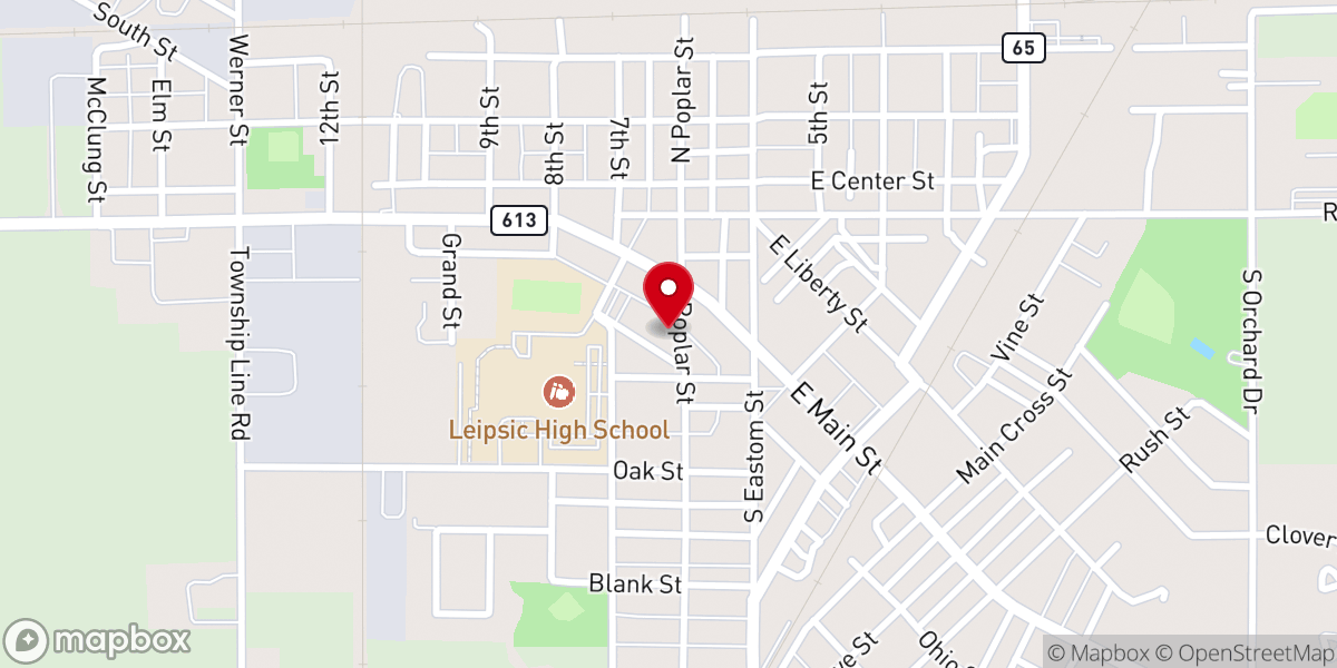 Map showing location of First Christian Church