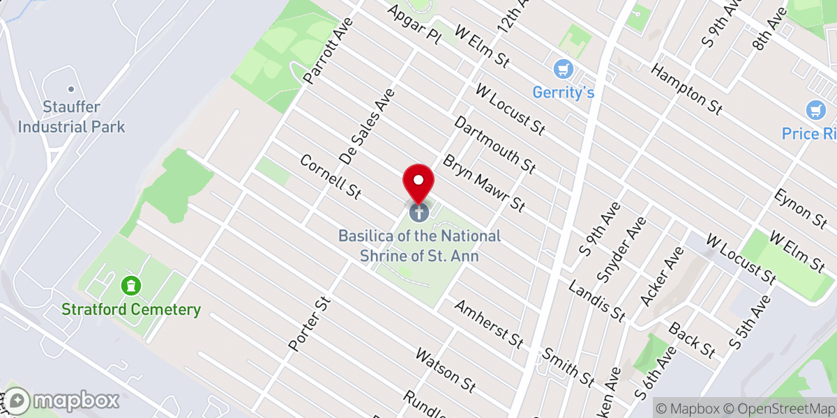 Map showing location of Saint Ann's Monastery