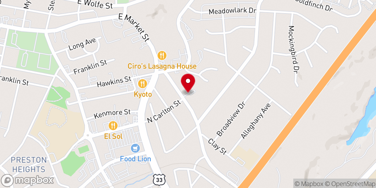 Map showing location of Central Church of Christ