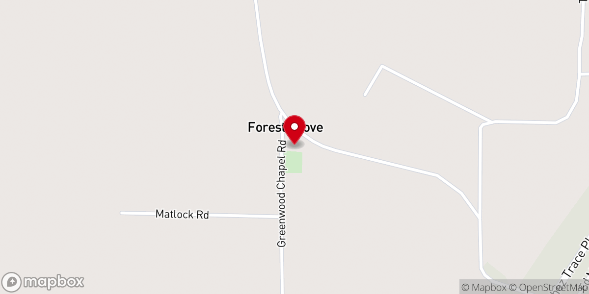 Map showing location of Forest Grove Presbyterian Church