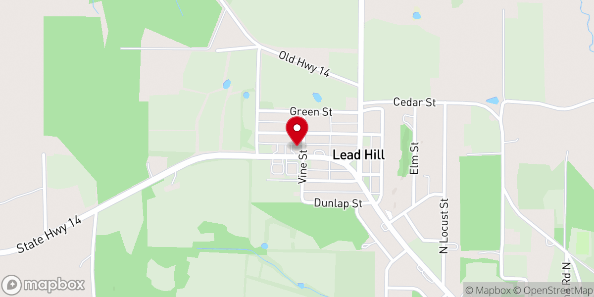Map showing location of First Baptist Church of Lead Hill
