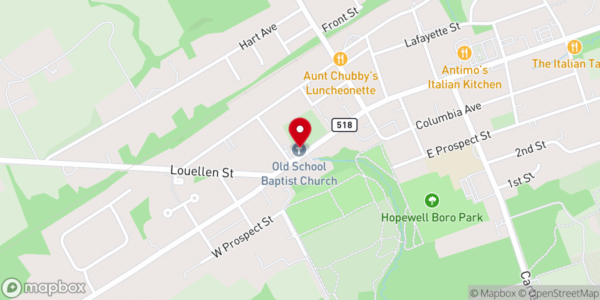 Map showing location of Hopewell Old School Baptist Meeting House