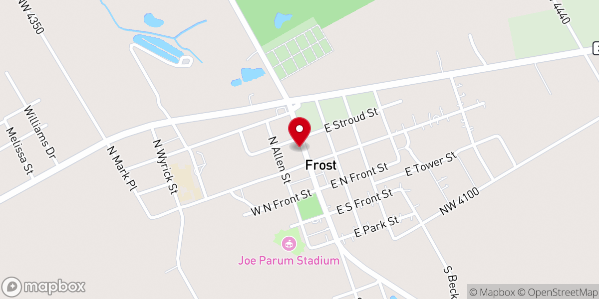 Map showing location of Frost Community Center Inc