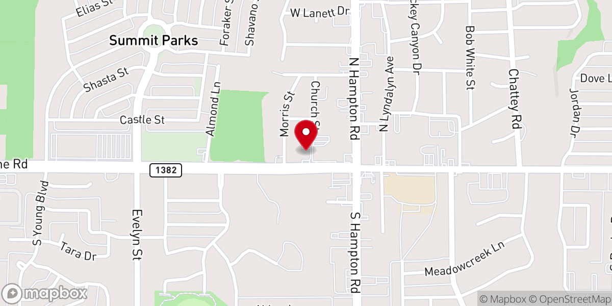 Map showing location of First Baptist Church of Desoto, TX