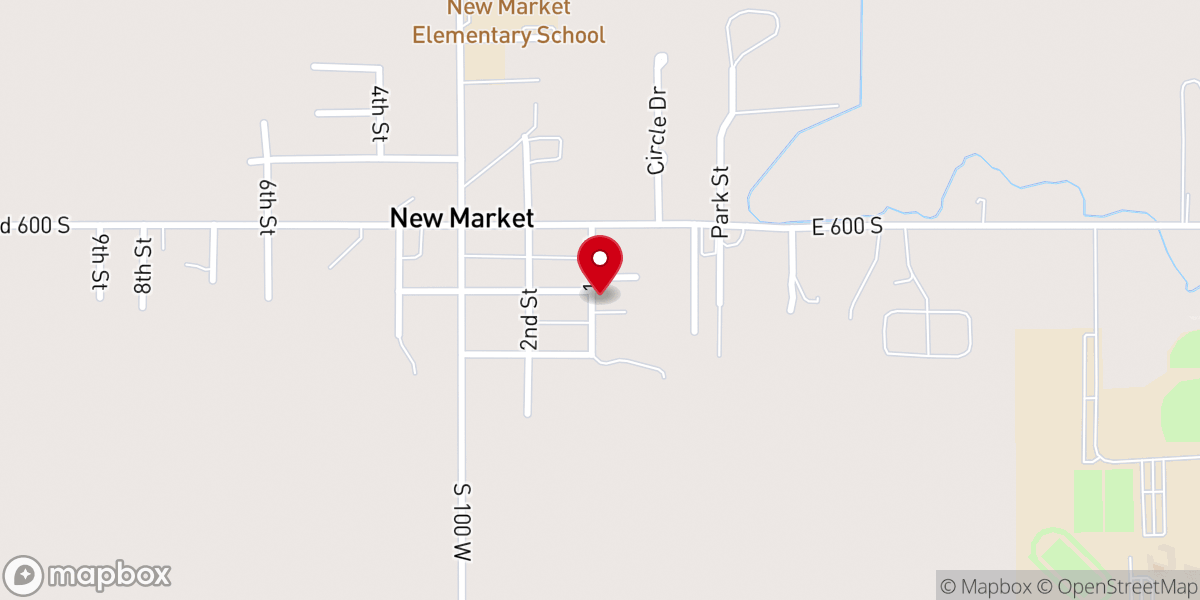 Map showing location of New Market Baptist Church