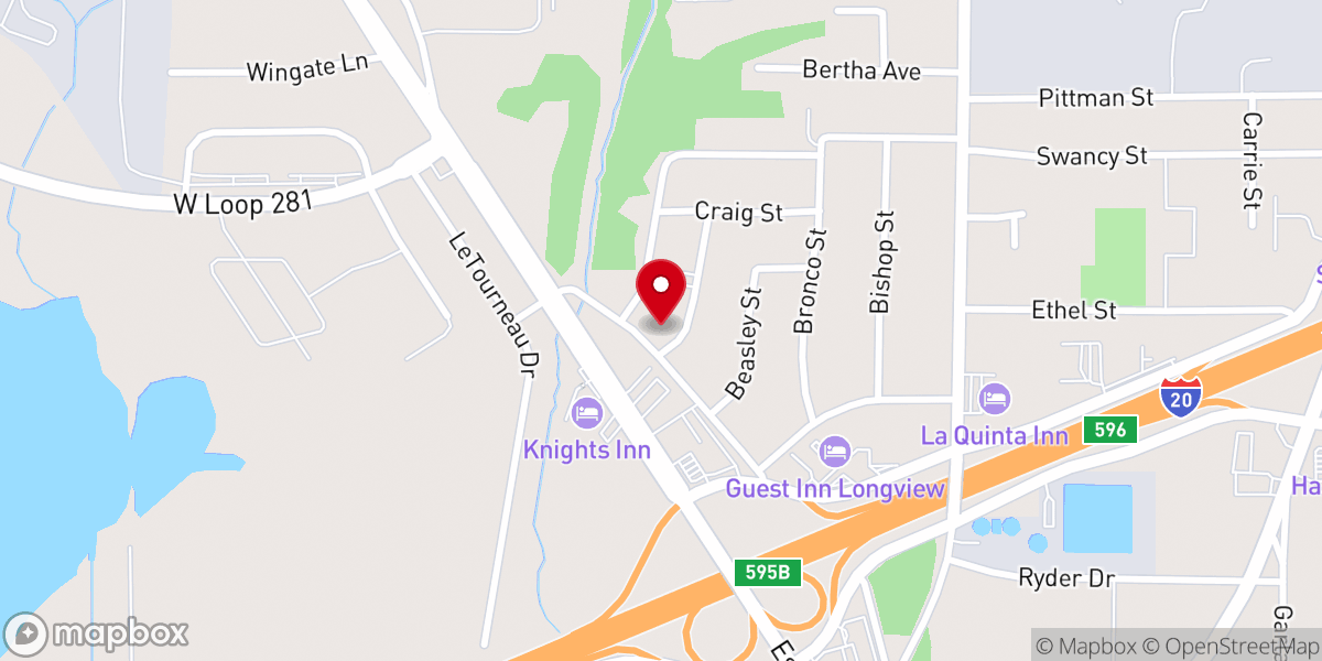 Map showing location of Rollins Addition Church of Christ