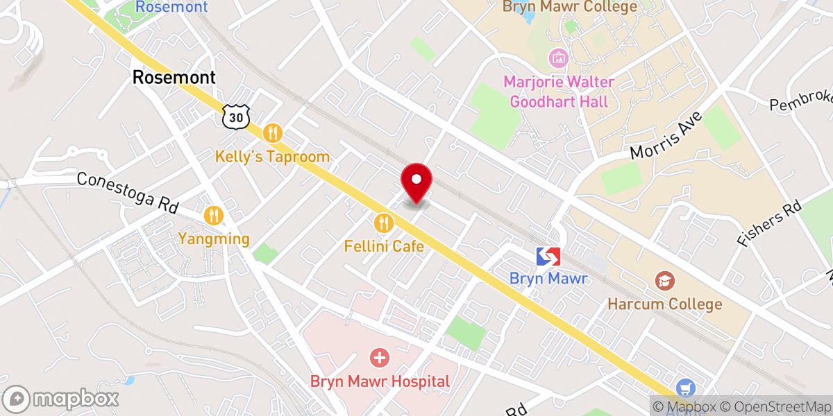 Map showing location of Bryn Mawr Gospel Hall