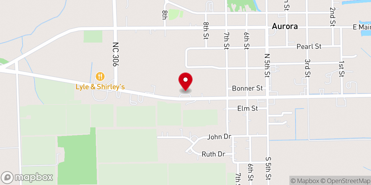 Map showing location of Aurora Church of God