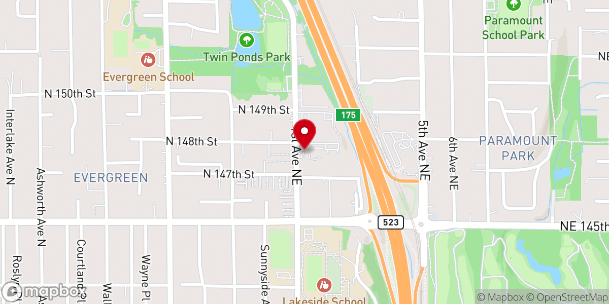 Map showing location of Shoreline Unitarian Universalist Church