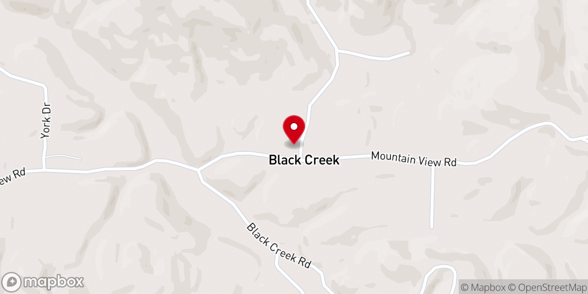 Map showing location of Black Creek United Baptist Church