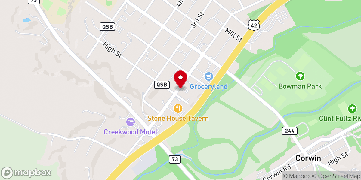 Map showing location of Waynesville Area Chamber of Commerce