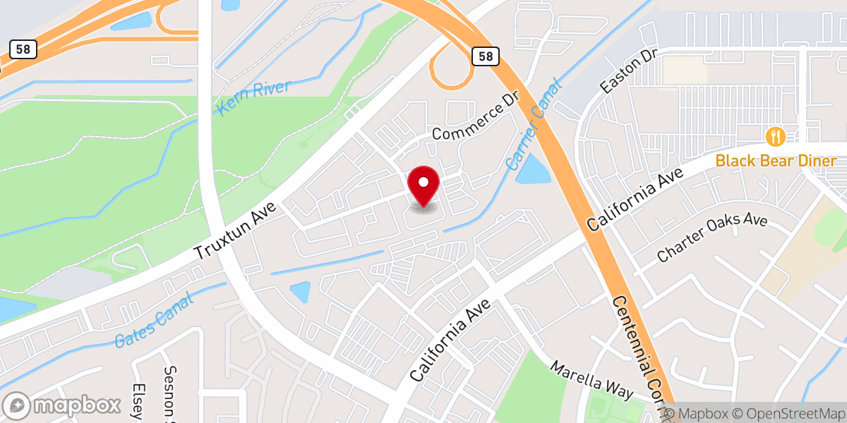 Map showing location of Faith Church Bakersfield