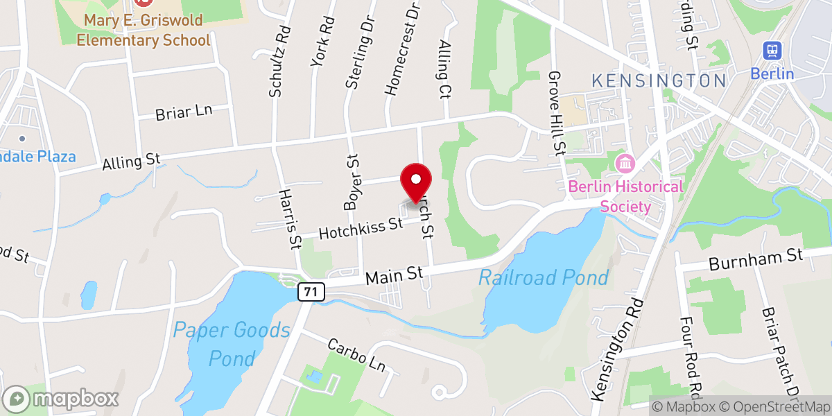 Map showing location of Kensington United Methodist Church