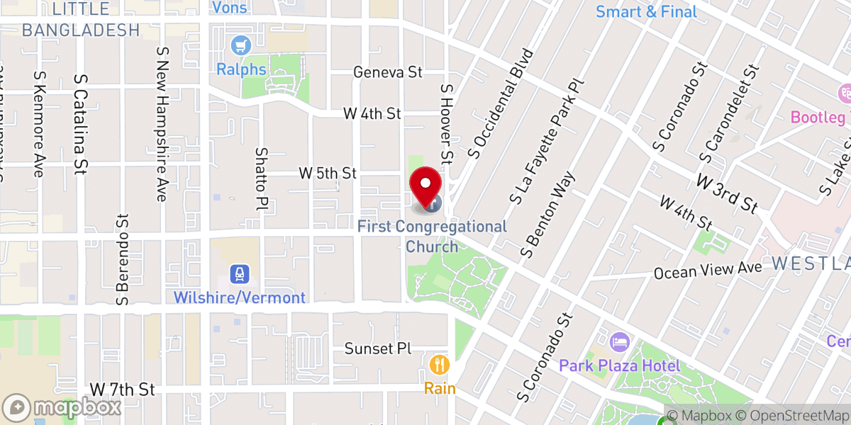 Map showing location of First Congregational Church of Los Angeles