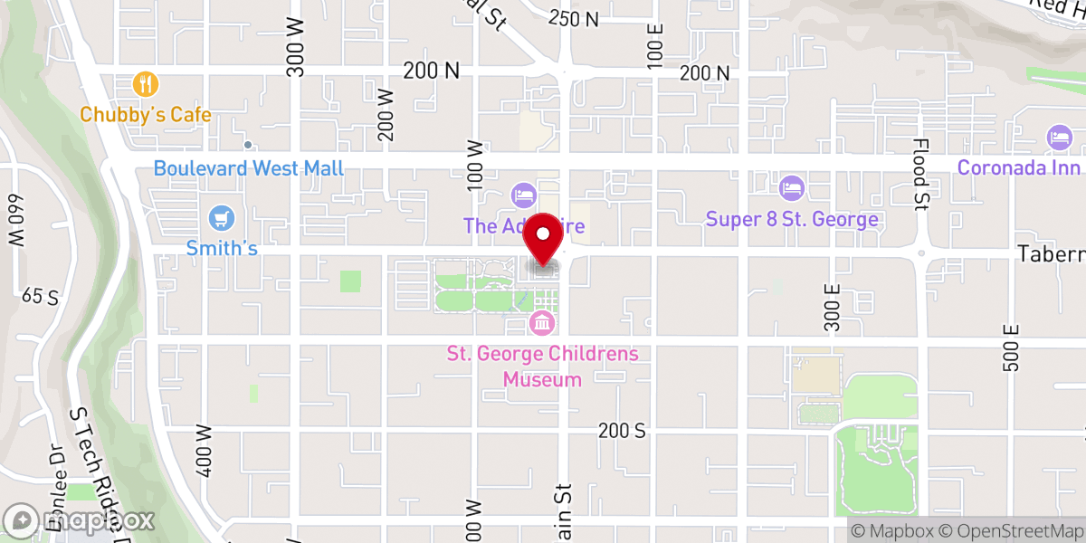 Map showing location of St. George Tabernacle
