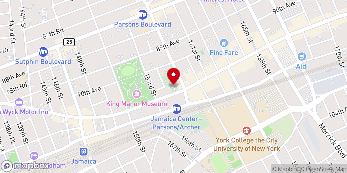 Map showing location of Queens Federation of Churches