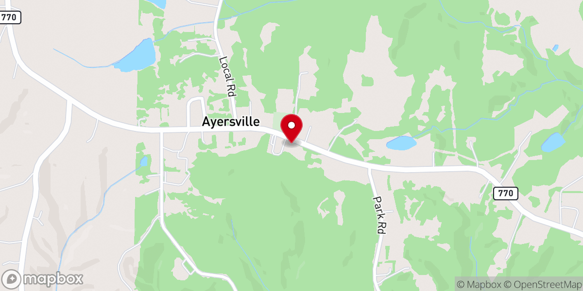 Map showing location of Ayersville Baptist Church