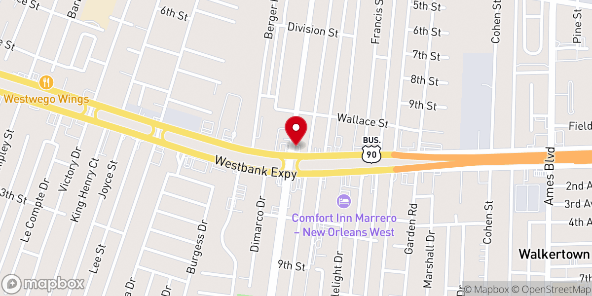 Map showing location of Church's Texas Chicken