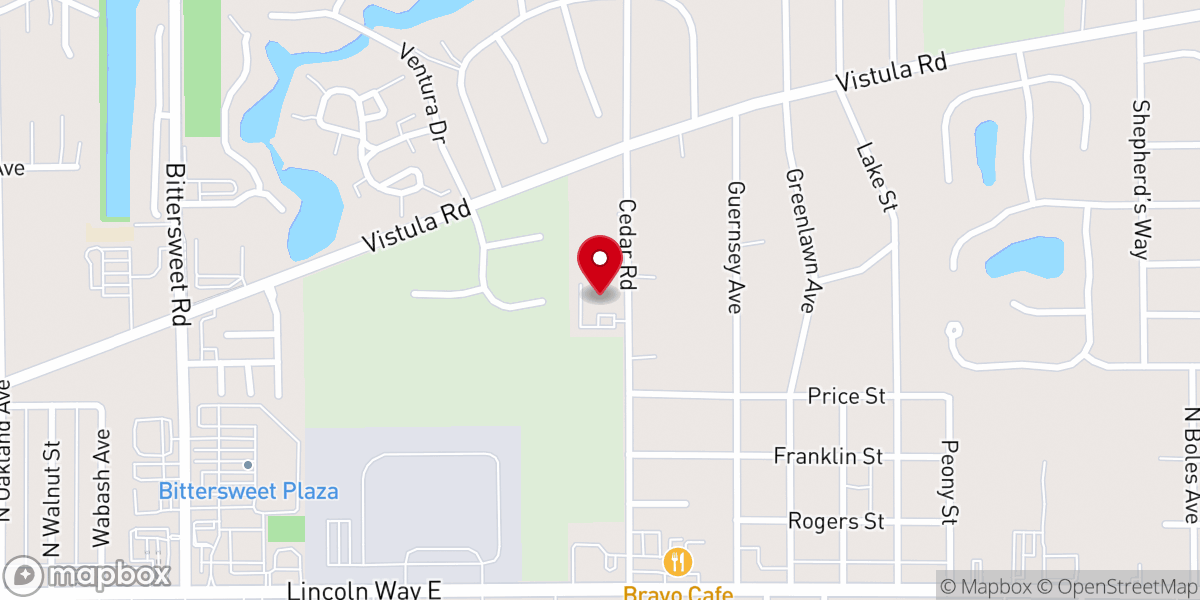 Map showing location of Cedar Road Missionary Church