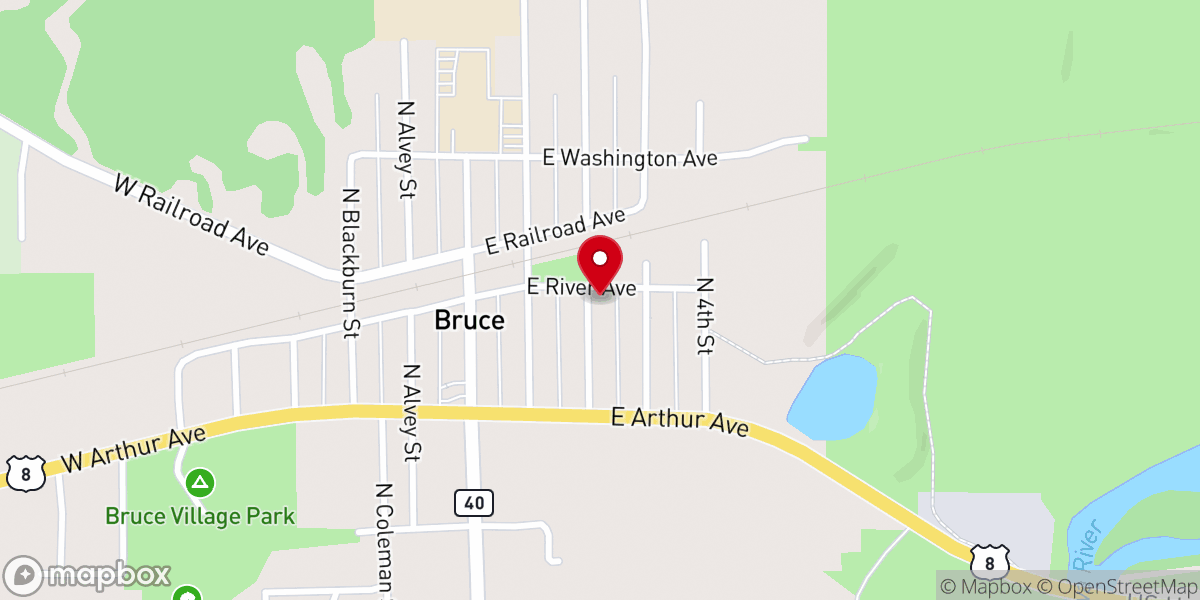 Map showing location of Bruce Federated Church