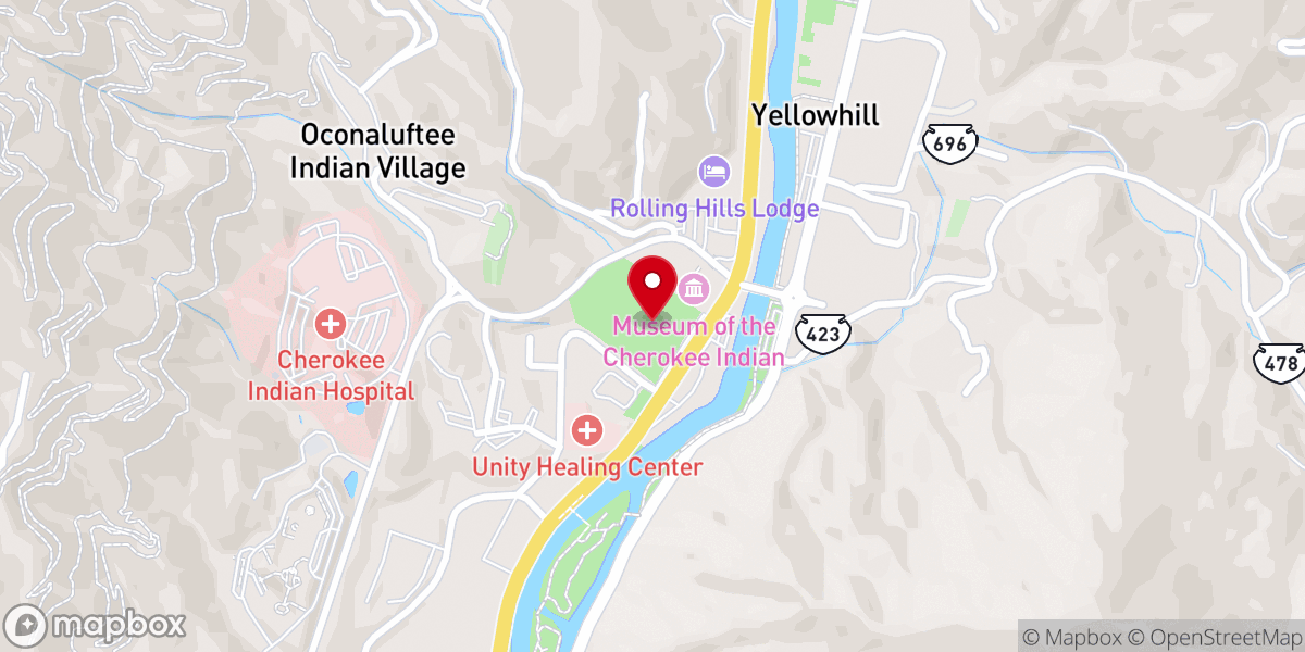 Map showing location of Cherokee Indian Fair Grounds