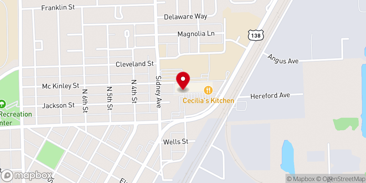 Map showing location of First Christian Church