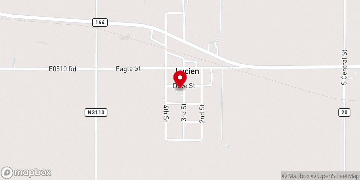 Map showing location of Lucien Faith Church