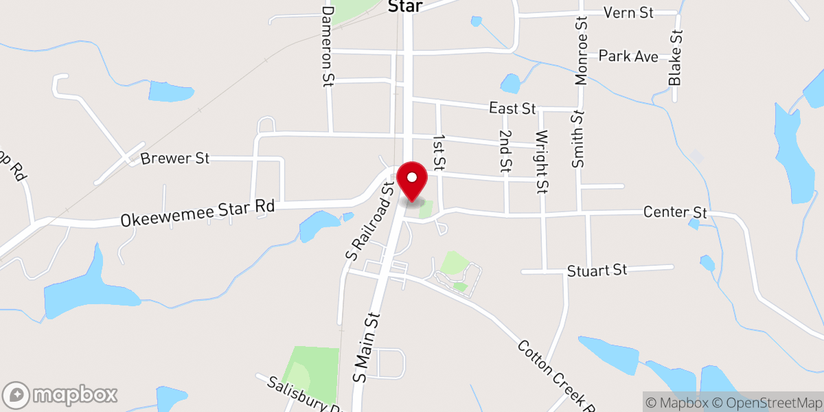 Map showing location of Star United Methodist Church