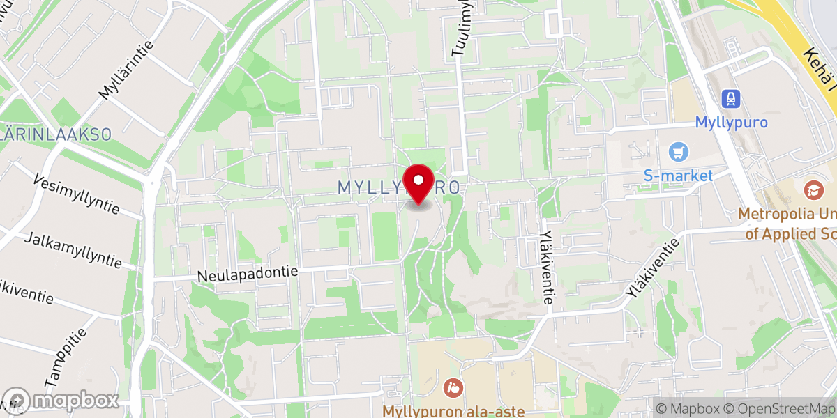 Map showing location of Myllypuron kirkko
