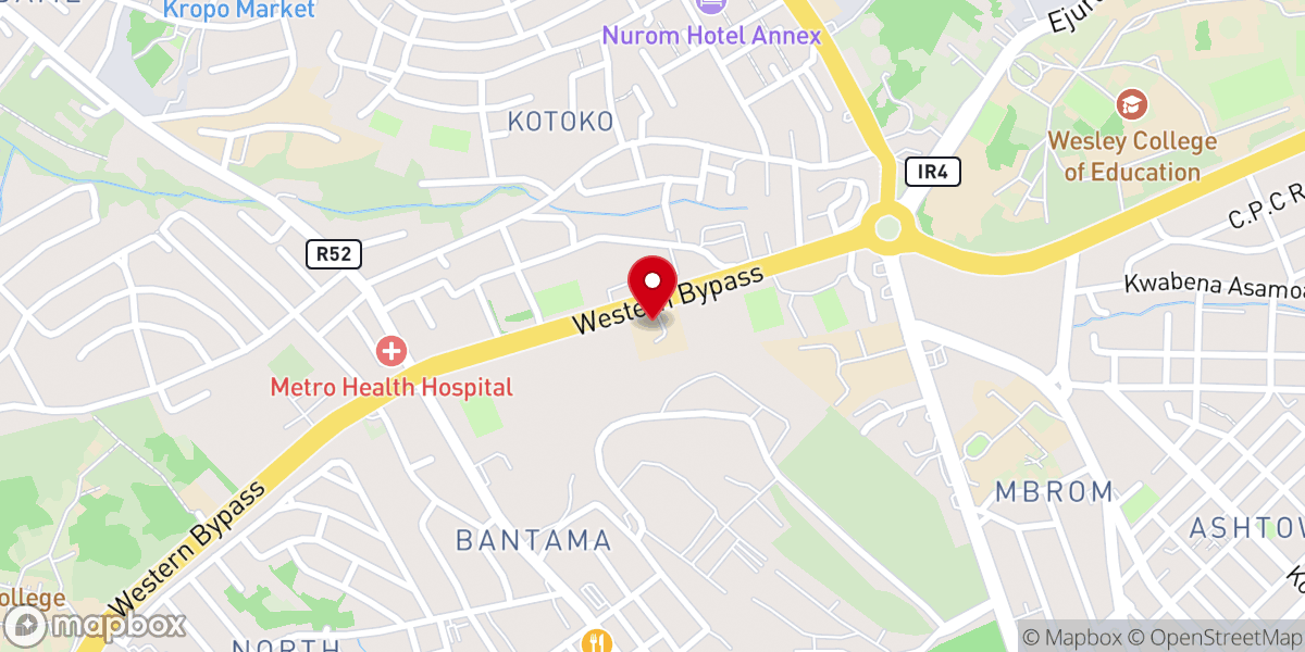 Map showing location of Bantama Seventh-day Adventist Church