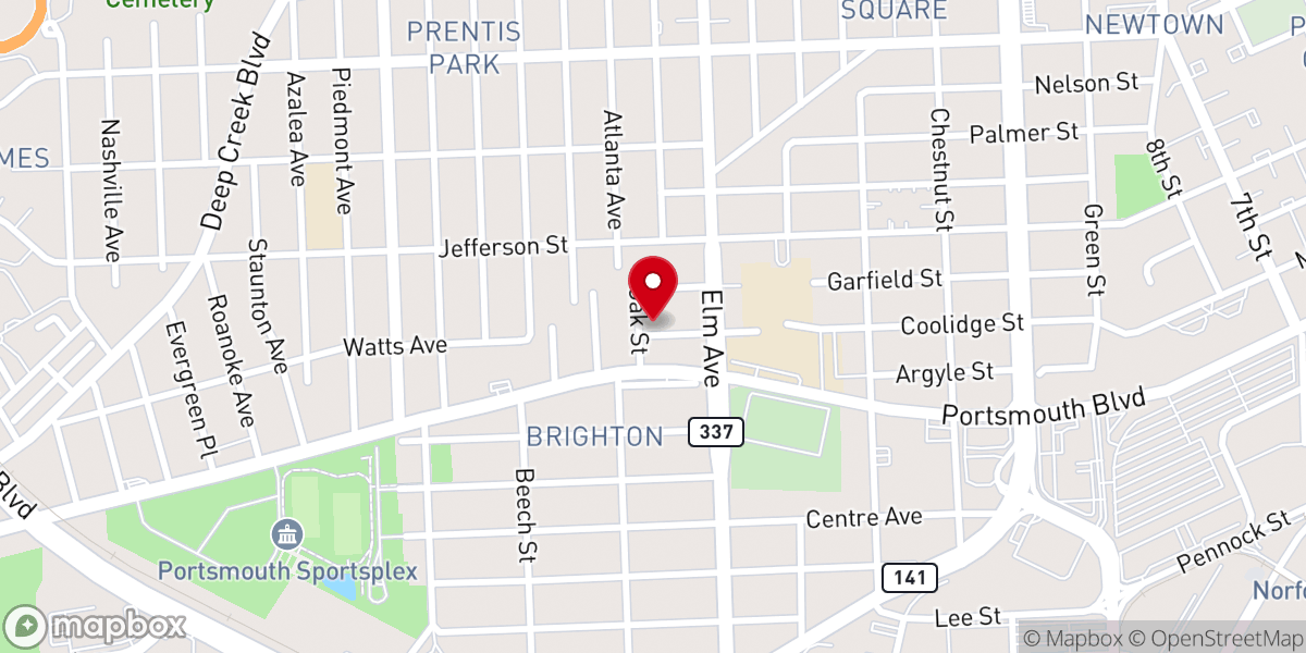 Map showing location of First Pentecostal Church of Christ Holiness